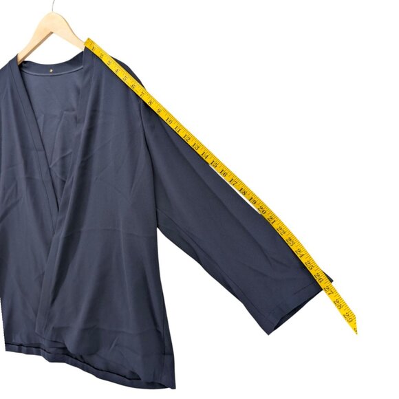 RTW Charleston Open Front Blouse Womens Navy Blue Long Sleeve Flowy Size XXL - Picture 8 of 8